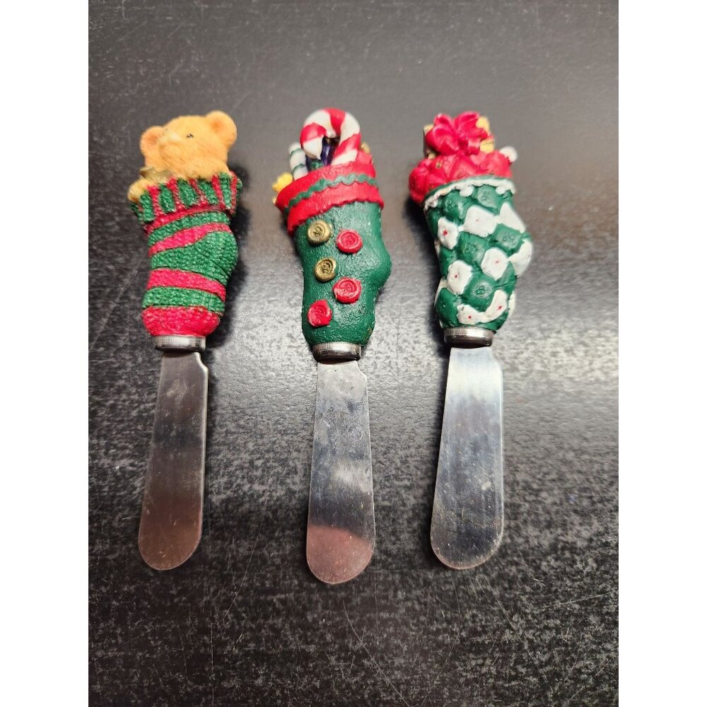 Christmas-Themed Spreaders‎ Set Of 3 With Holiday Stockings By Boston Warehouse